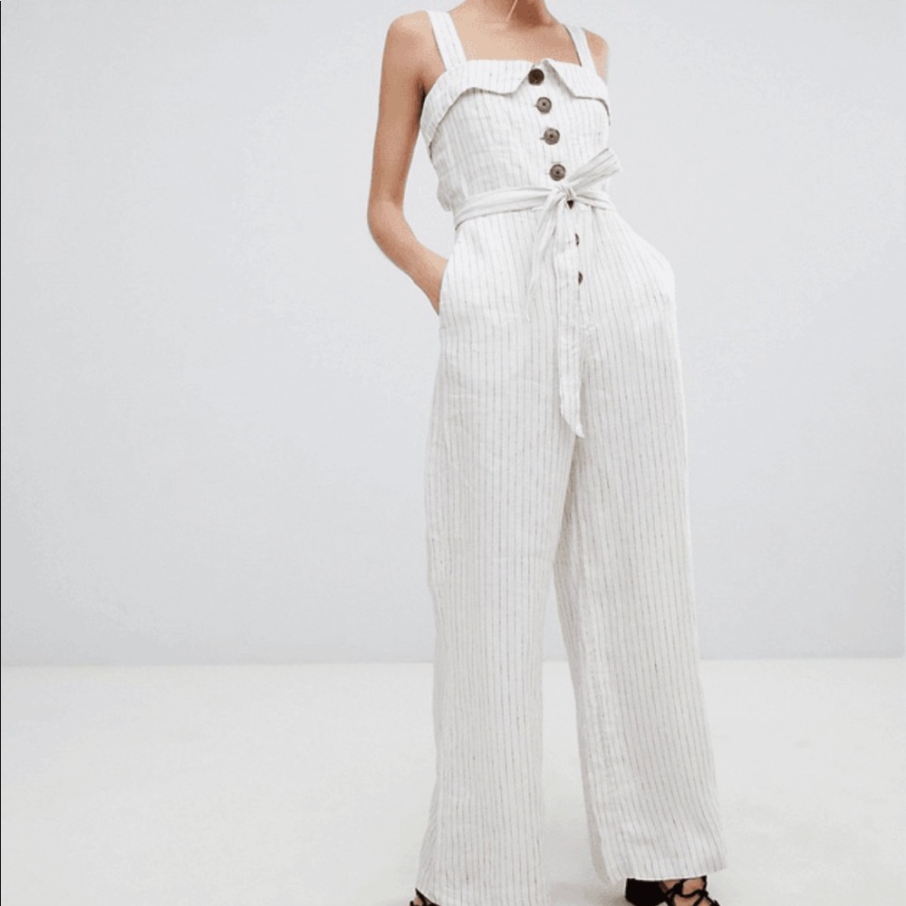 Mango Stripe Wide Leg Jumpsuit